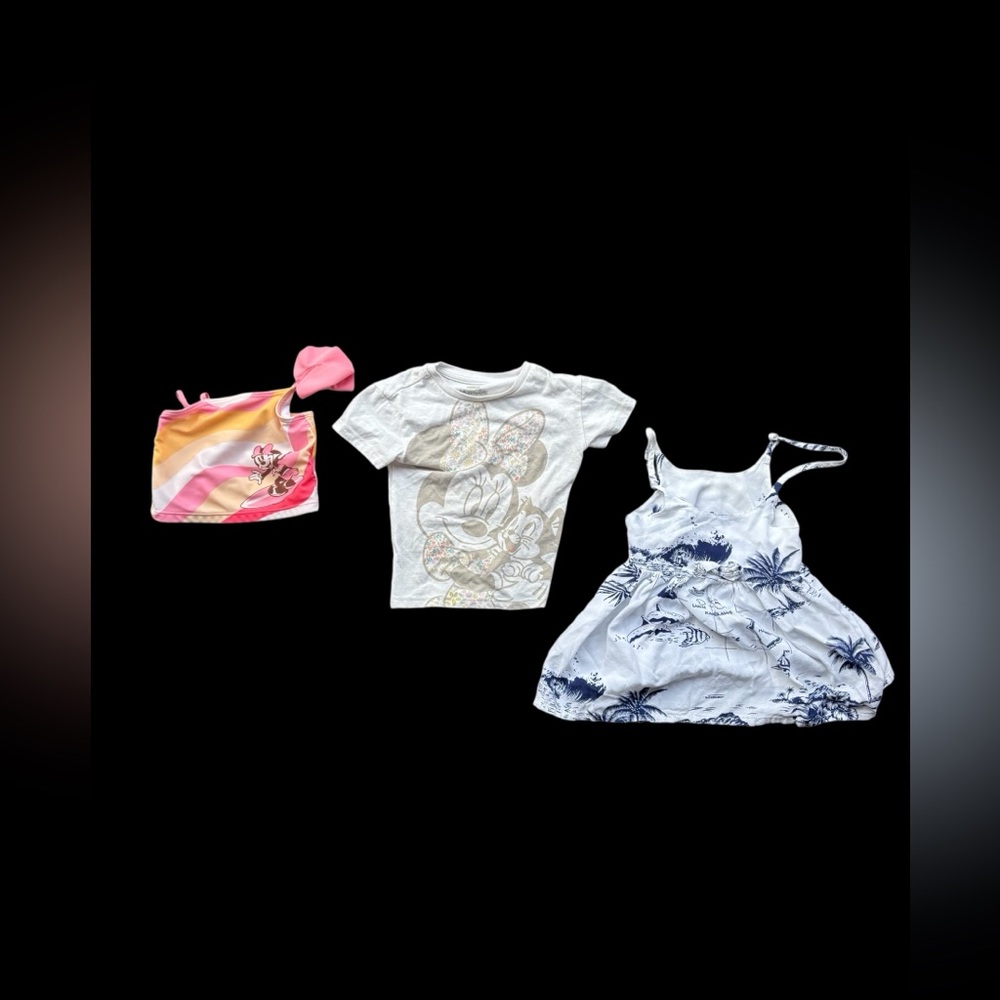 ✨3 Set Disney Junior Minnie Mouse top set with white and blue beach dress✨